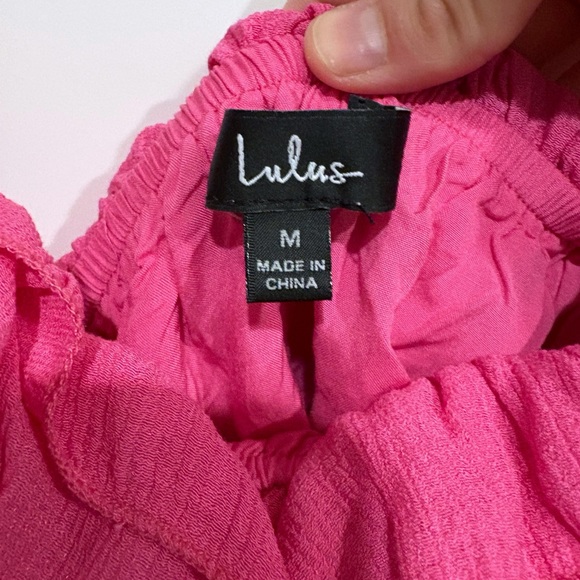 Women's Lulus Hot Pink Ruffled Tie-Strap Top Size Medium - Picture 5 of 5